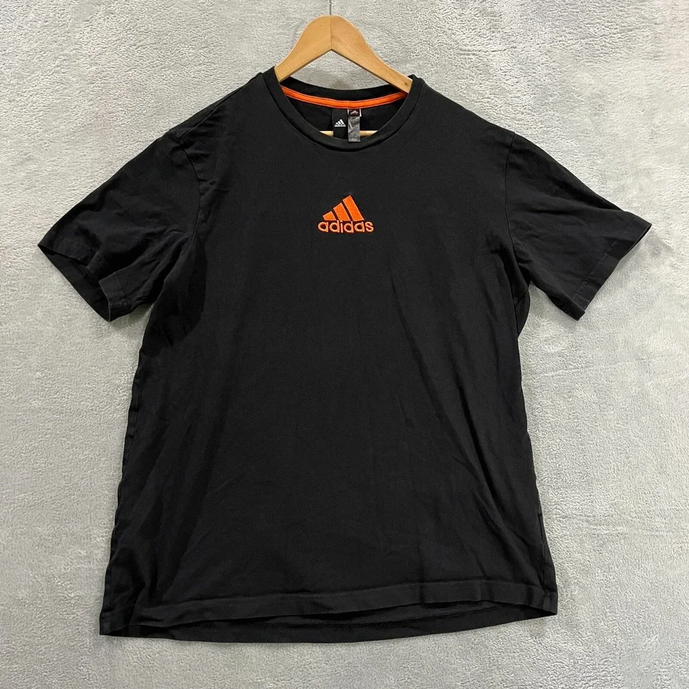 Adidas Shirt Mens M Orange‎ Black Greetings From Freedom Center Logo Graphic